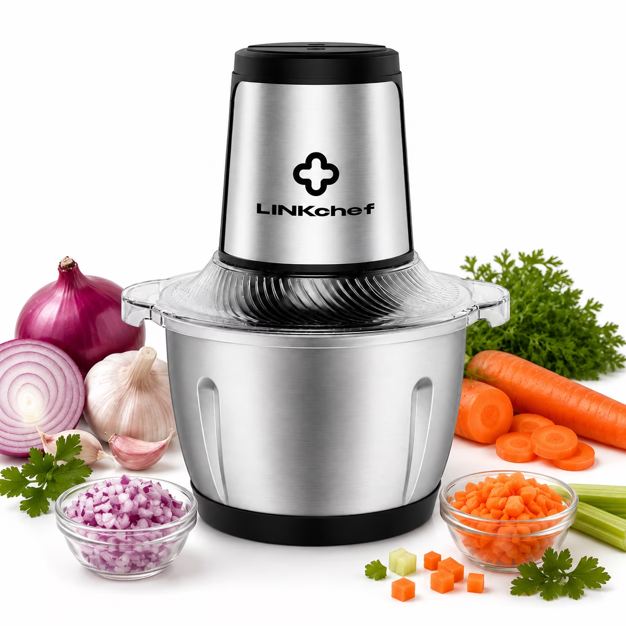 LINKChef 6-Cup Food Processor, Electric Food Chopper & Meat Grinder fo