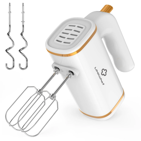 LINKChef Electric Hand Mixer, 5 Speed & Turbo Electric Mixer, Mixers for Kitchen (White)