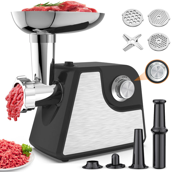 LINKChef Meat Grinder, 2 Adjustable Speed 2400W Max Electric Meat Grinders for Home use, Sausage Stuffer, ETL Approved(Black) LINKChef