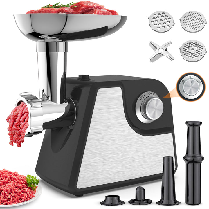 10028 N Electric Meat Grinder for Professionals 1200 W n.12 Reber Vintage  Design in Stainless Steel and Aluminum Reducer - Minced & Ground - Foxchef