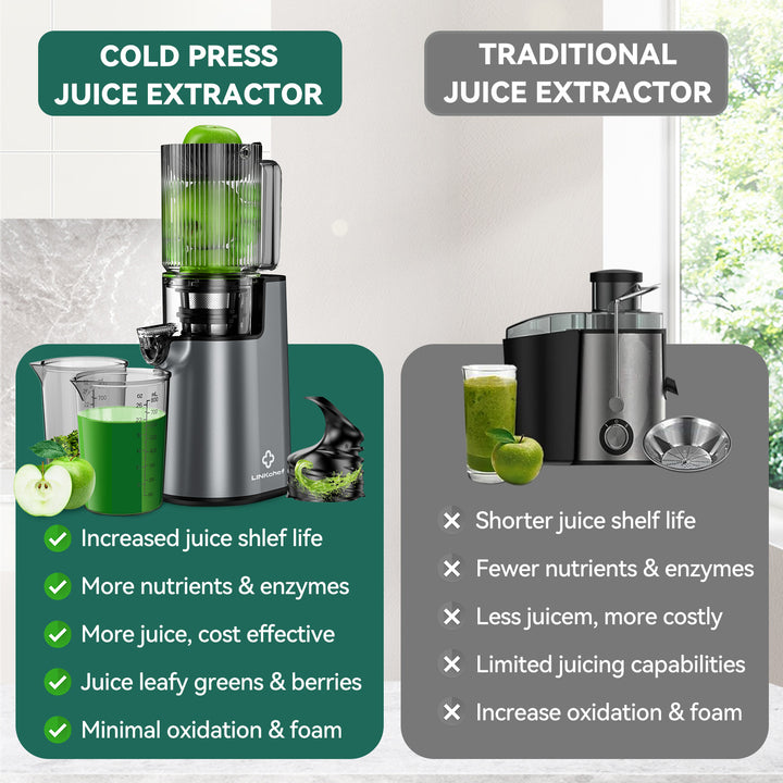 4.1"  Reversible Large Feed Chute Cold Press Juicer (Two Colors Availavble) LINKChef