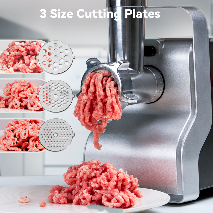 LINKchef Meat Grinder, Sausage Stuffer, Meat Grinder Electric Stainless Steel, Meat Grinder Maker Heavy Duty 2100W Max With 3 Plates, 4 Vegetable Attachment, Blades, Sausage Stuffer Tube & Kubbe Kit LINKChef