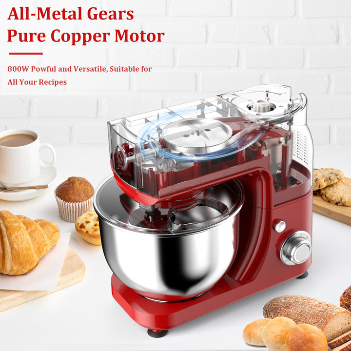 5.3Qt Stand Mixer, 6+Pulse Speeds with Whisk, Dough Hook & Beater, 800W (3 Colors Available). LINKChef