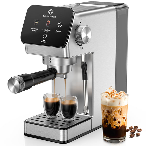 LINKChef Espresso Machine 20 Bar, Rapid Cold Brew, Professional Espresso Maker with Milk Frother Steam Wand