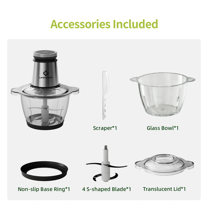 LINKChef Electric Food Chopper, 9.6 Cup Meat Grinder Food Processor Gl