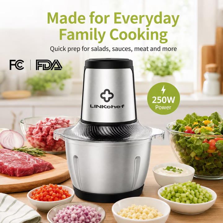 LINKChef 6-Cup Food Processor, Electric Food Chopper & Meat Grinder fo