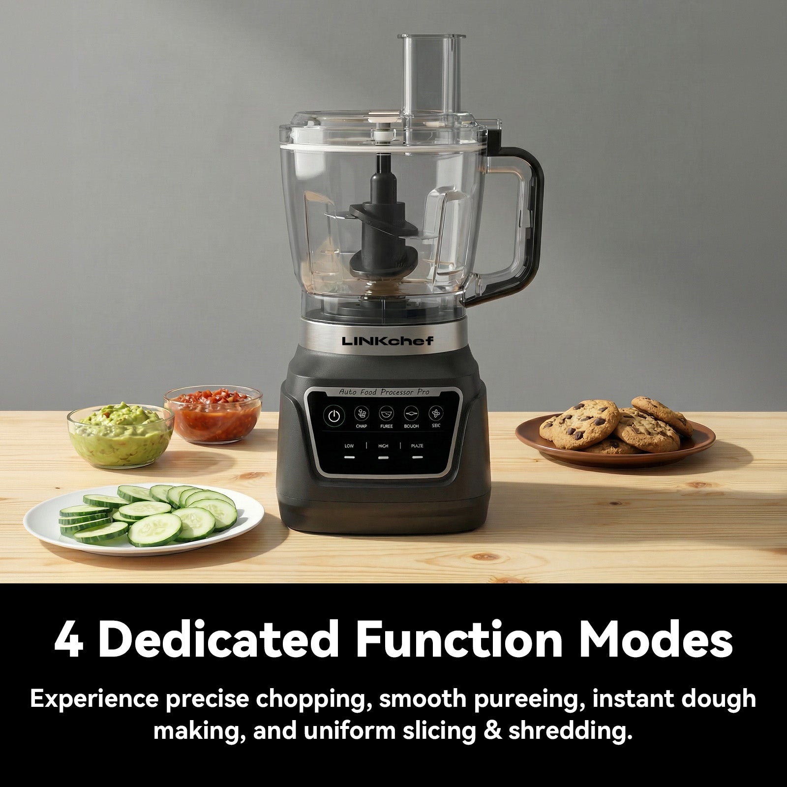 LINKChef 1000-Watt 9-Cup Food Processor & Vegetable Chopper - 4-in-1 f