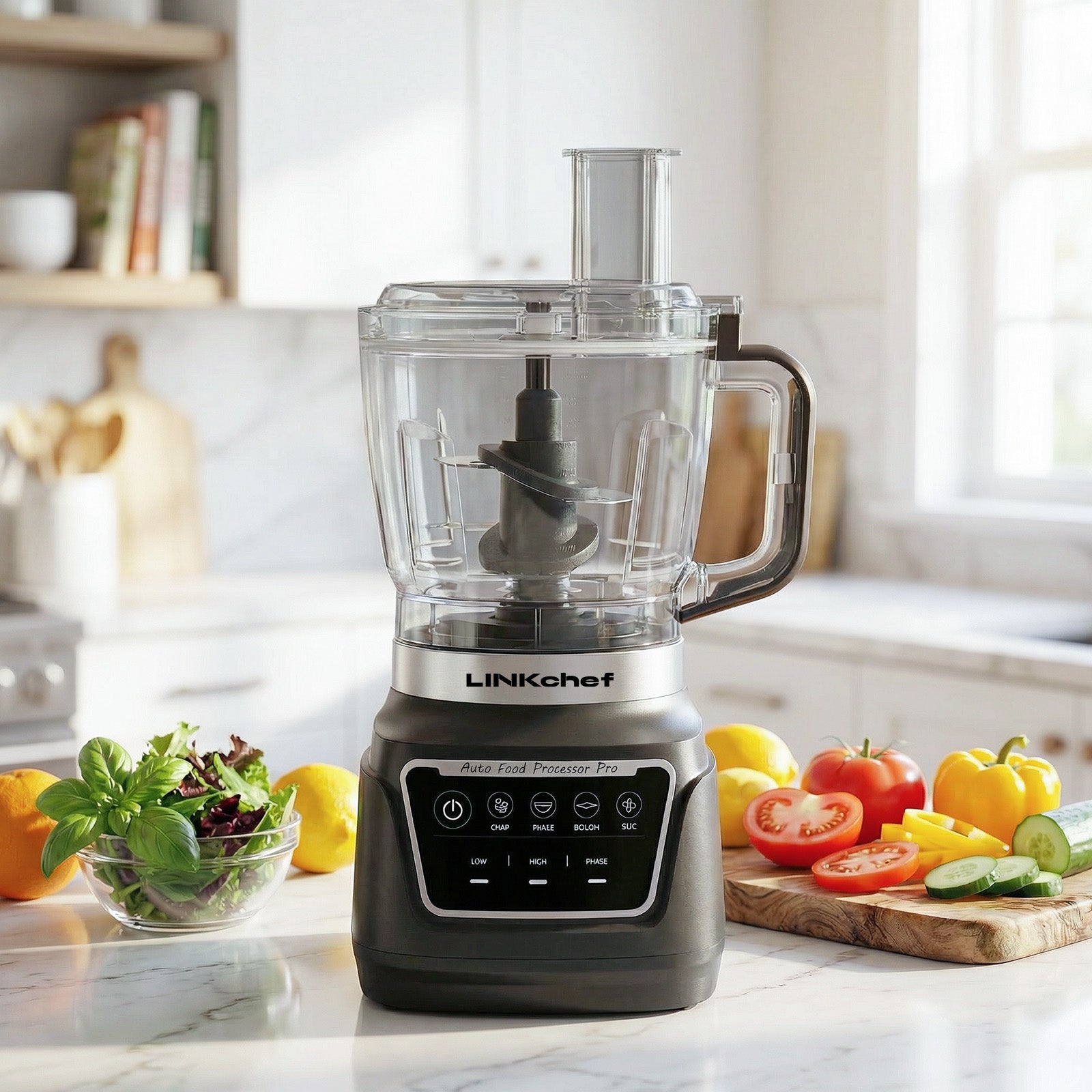 LINKChef 1000-Watt 9-Cup Food Processor & Vegetable Chopper - 4-in-1 f