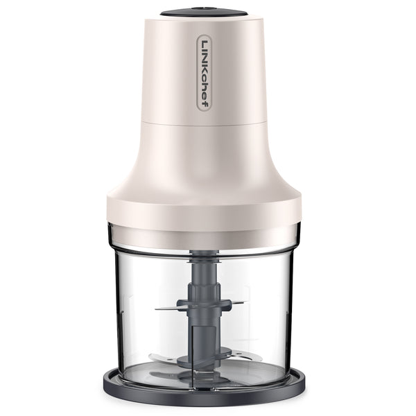 LINKChef Food Chopper, 2 Cup Food Processor, 260W Power Grinder with 4 Bi-Level Blades, Beige