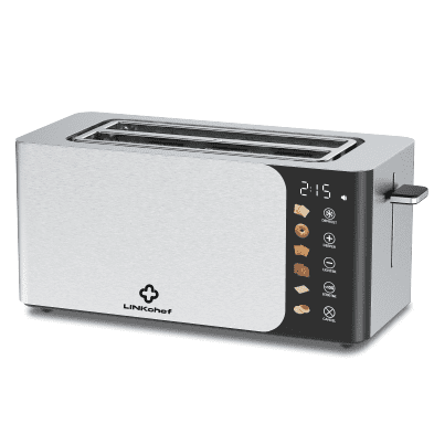 LINKChef Touch Screen 4-Slice Toaster, Stainless Steel, 6 Bread Types & 6 Shade Settings, Timer Countdown
