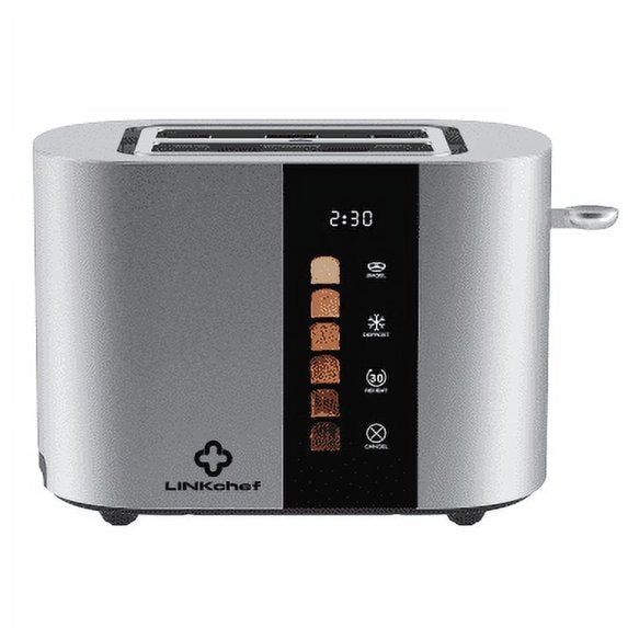 LINKChef Touch Screen 2-Slice Toaster, Stainless Steel, 6 Shade Settings, Timer Countdown