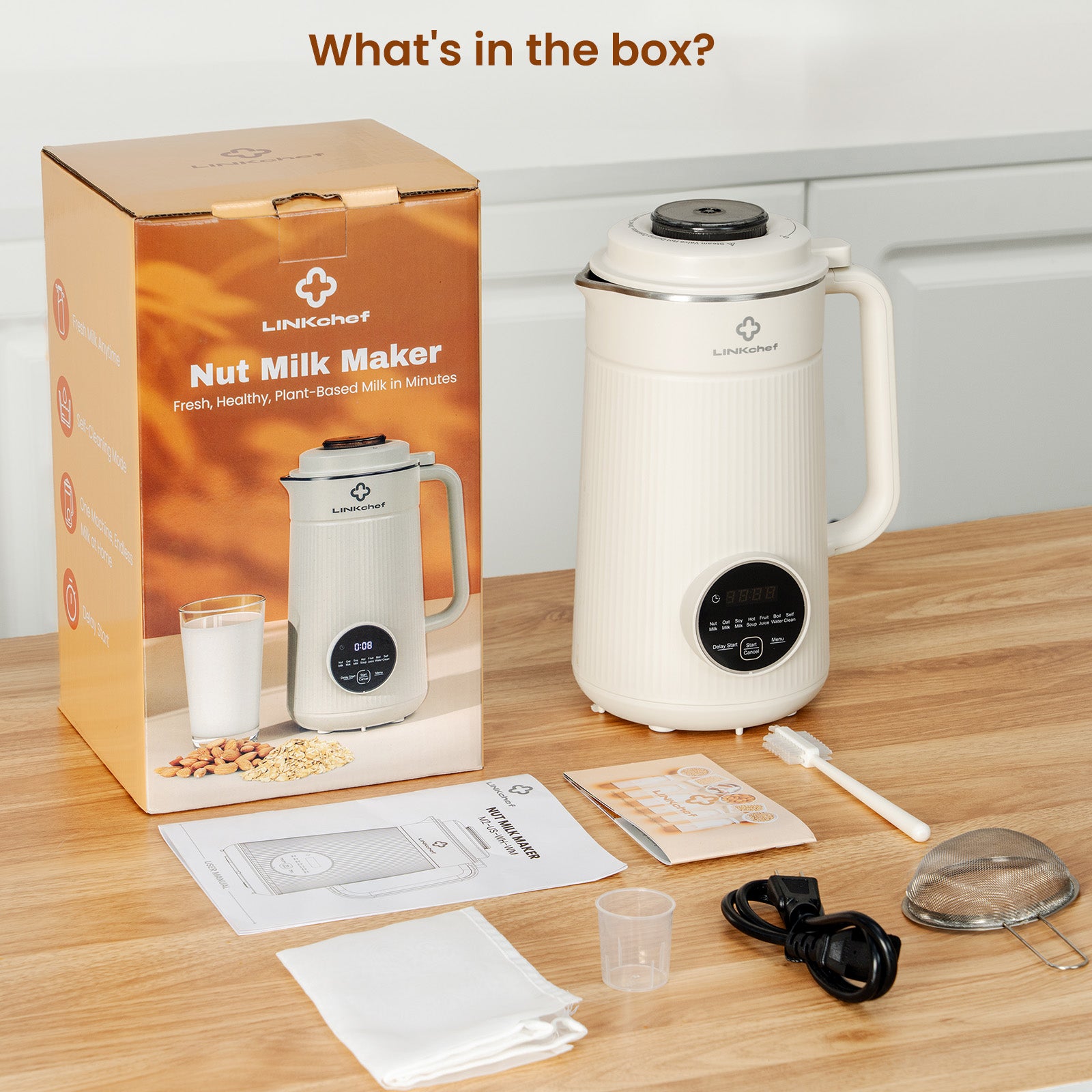 LINKChef Nut Milk Maker Blender, Homemade Coconut, Soy, Oat, Almond, P