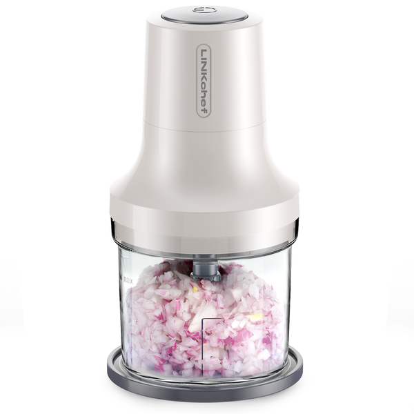 LINKChef Food Chopper, 2 Cup Food Processor, 260W Power Grinder with 4 Bi-Level Blades, Beige