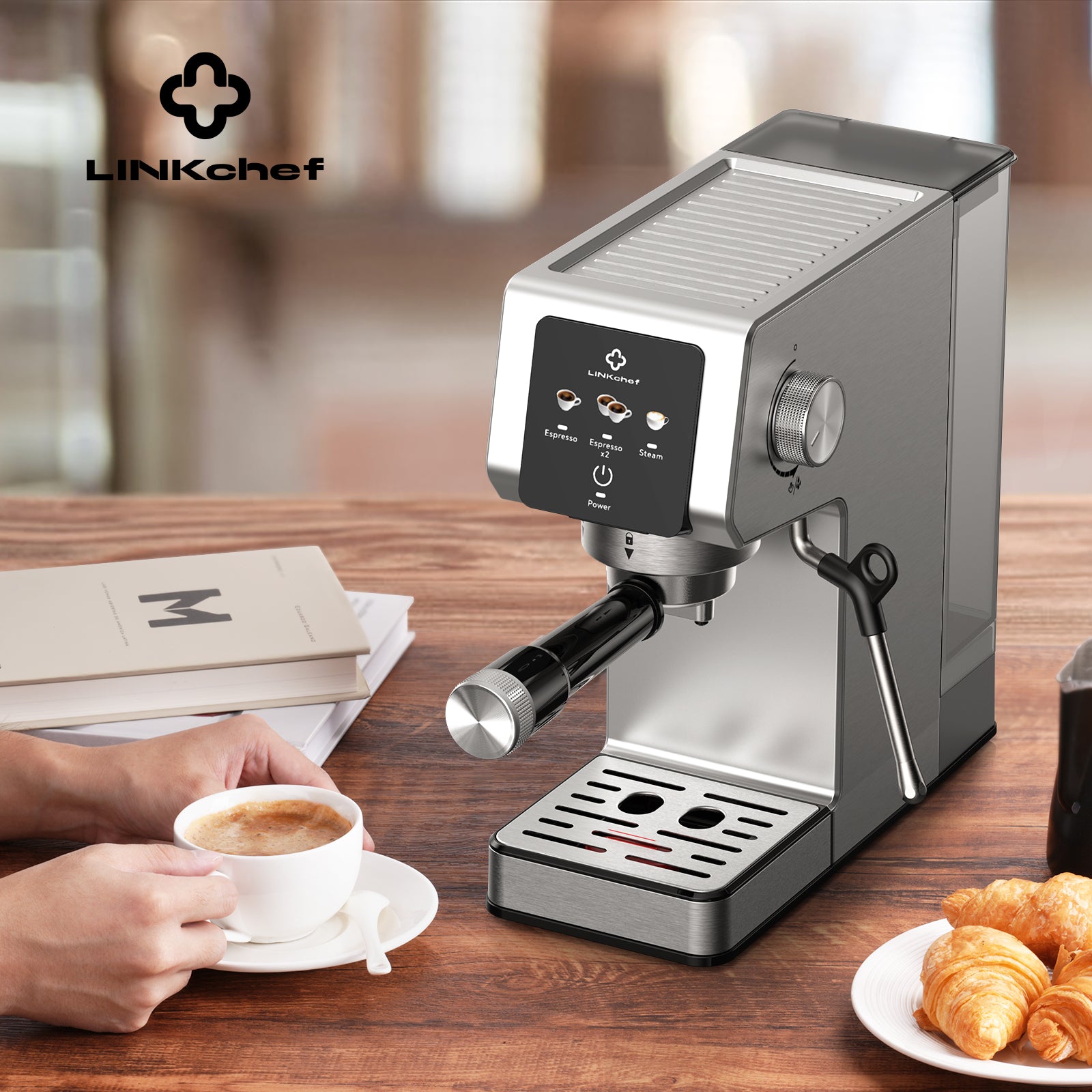 LINKChef Espresso Machine 20 Bar, Professional Espresso Maker with Mil