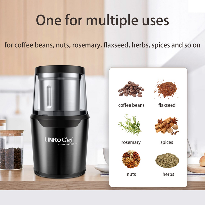 Electric Coffee Bean Grinder & Food Processor - Powerful Spice