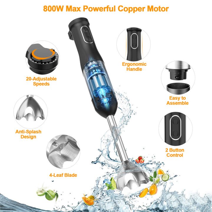 LINKChef® Compactable 7 in 1 Hand Blender Kits, 20-Speed, Titanium ...