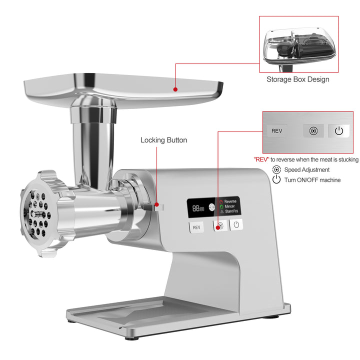 Meat Grinder Electric 2500W, Sausage Stuffer and Grinder with 3 Size Plates, Sausage Tube & Kubbe Kits, Stainless Steel Blade 【Red Dot Innovative Design Reward】 LINKChef